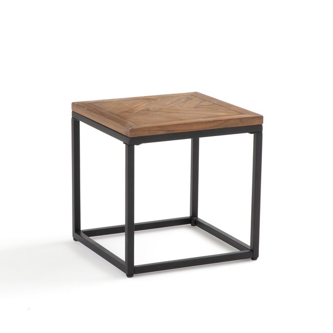 Nottingham Side Table In Metal Pine Herringbone Parquet Small Polished Pine La Redoute Interieurs La Redoute