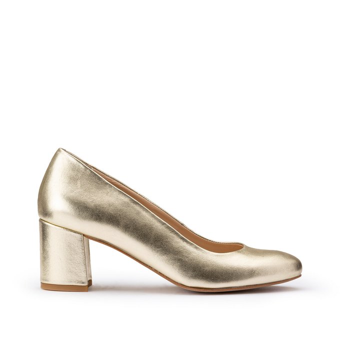 Wougy/metallic leather heels , gold 