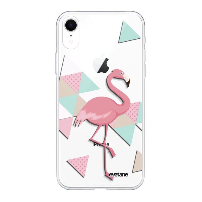 coque iphone xr silicone flamant rose