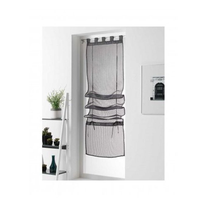 Douceur dInt/érieur Store Forme Droite Voile Polyester Blanc//Noir 180 x 45 cm