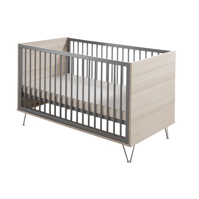 Lit Bebe Evolutif En Bois Laque Gris Baby Fox 70 X 140 Cm Bebe Puericulture Lits Cages Centroarco Com