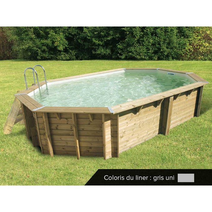 Piscine Bois Océa 610 X 400 X 130 M Liner Gris Ubbink