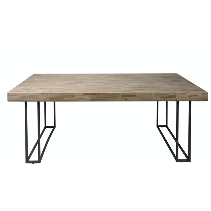 Table à manger contemporaine teck recyclé et pieds métal Table à manger contemporaine teck recyclé et pieds métal