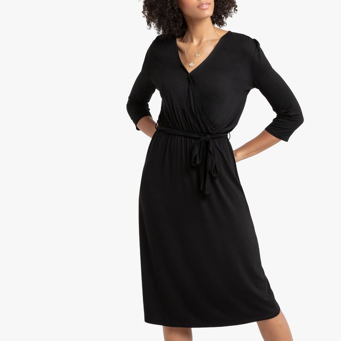 wrap over black dress