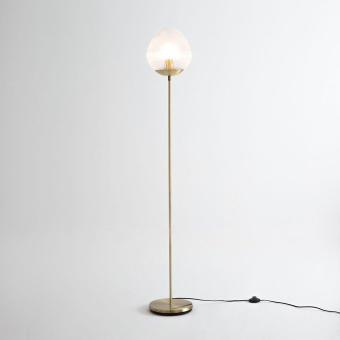 Lampadaire laiton et verre strié, ari transparent La Redoute Lampadaire laiton et verre strié, ari transparent La Redoute