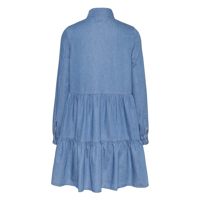 bell sleeve layered ruffles pleated shirt dress