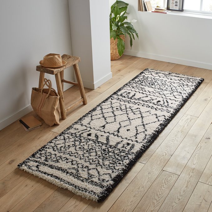 Alfombra de pasillo de estilo bereber afaw negro + blanco La Alfombra estilo bereber, afaw La Redoute Interieurs | La Redoute