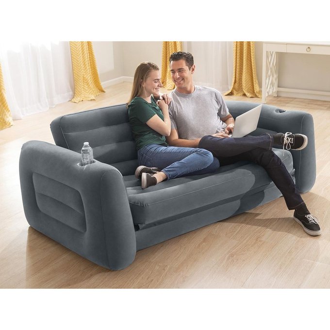 Canape Sofa Gonflable Convertible 2 Places Intex Noir Intex La