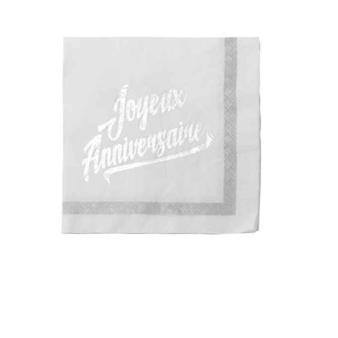 Serviette Papier Joyeux Anniversaire Blanc X Blanc Skylantern La Redoute