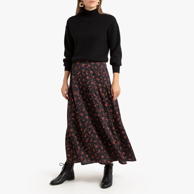 black print maxi skirt