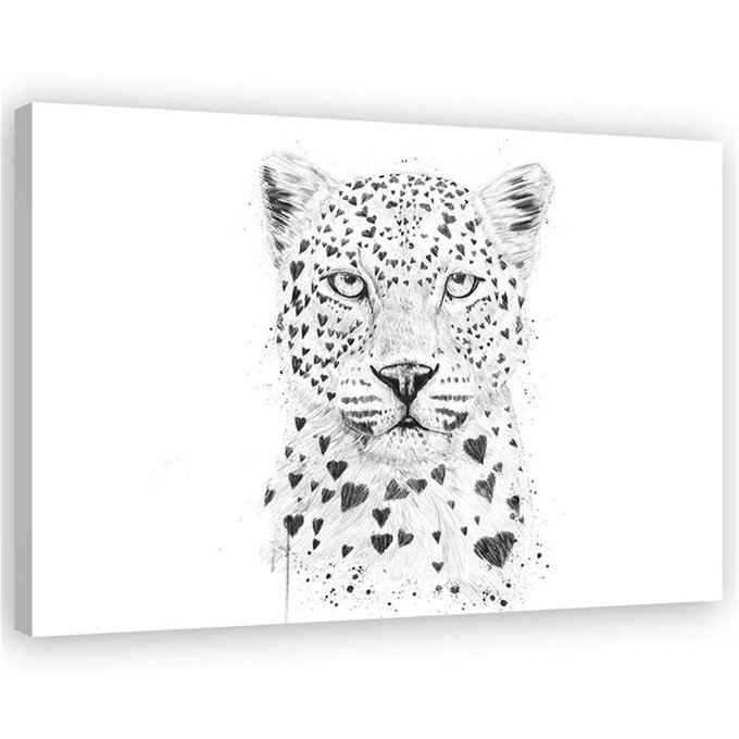 Tableau Leopard Portrait Noir Blanc Recollection La Redoute