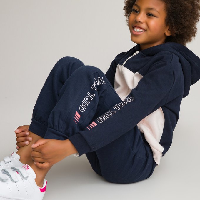 Zip Up Hoodie In Organic Cotton Mix 3 12 Years Pink Navy La Redoute Collections La Redoute