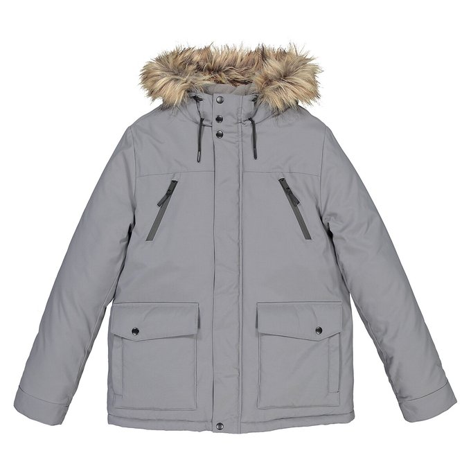 fleece lined hooded coat