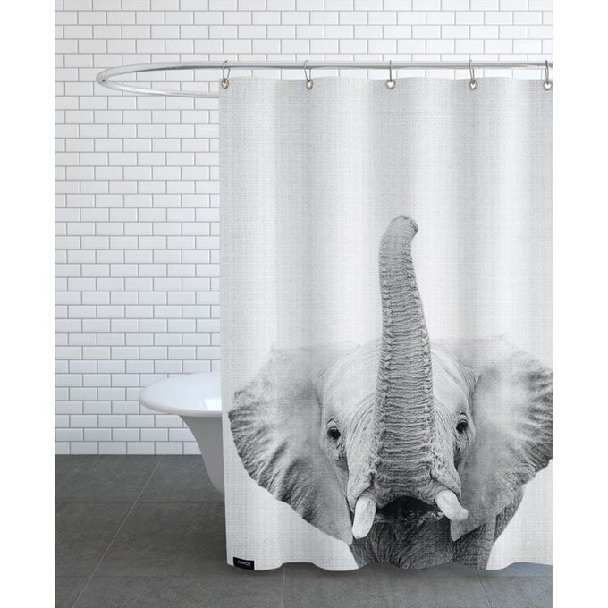 4 Images 1 Mot Douche Elephant Rideau de douche imprimé éléphants blanc/noir Juniqe | La Redoute