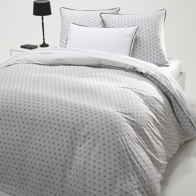 Nordic Geometric Printed Cotton Duvet Cover White Black La Redoute