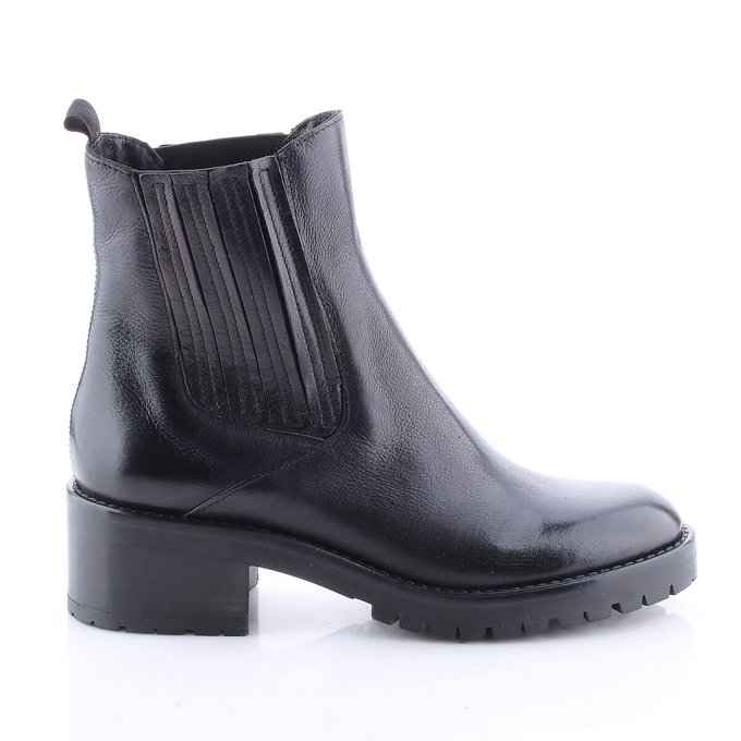 Elasticated Leather Ankle Boots