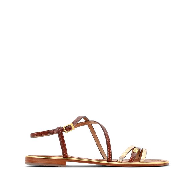 tan cross strap sandals