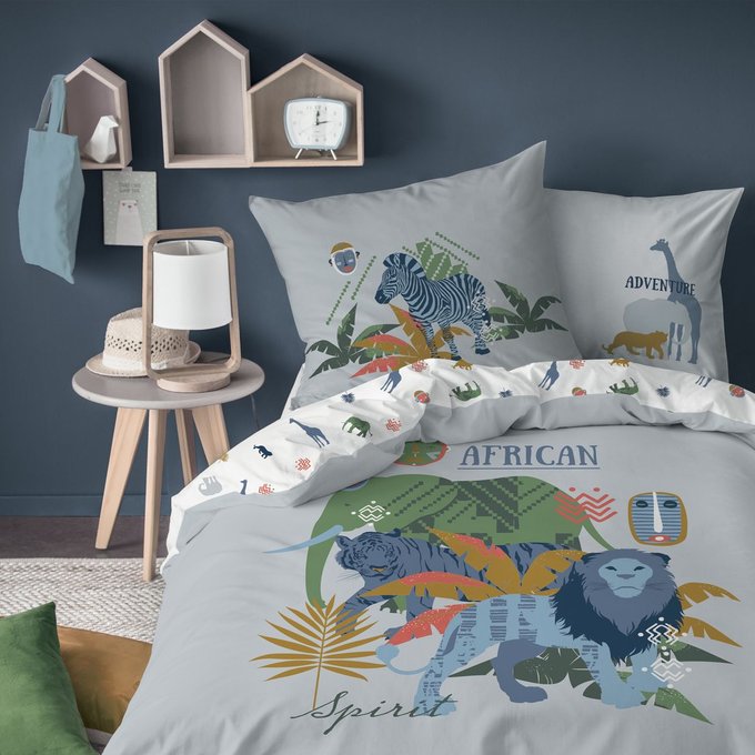 Housse De Couette Taie Doreiller Spirit Parure De Lit 1 Personne 100 Coton Housses De Couettes Cuisine Maison