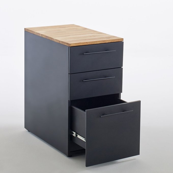 Caisson De Bureau 3 Tiroirs Style Industriel Hiba Noir Bois La Redoute Interieurs La Redoute