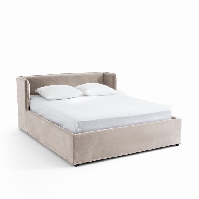 Lit-coffre robwig velours gris tourterelle Am.Pm La Redoute Lit-coffre robwig velours gris tourterelle Am.Pm La Redoute