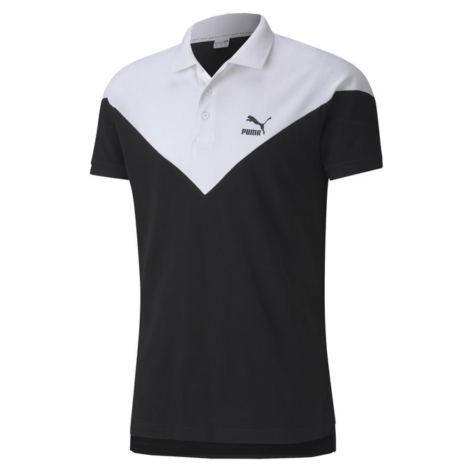 Iconic Cotton Polo Shirt In Slim Fit Black Puma La Redoute