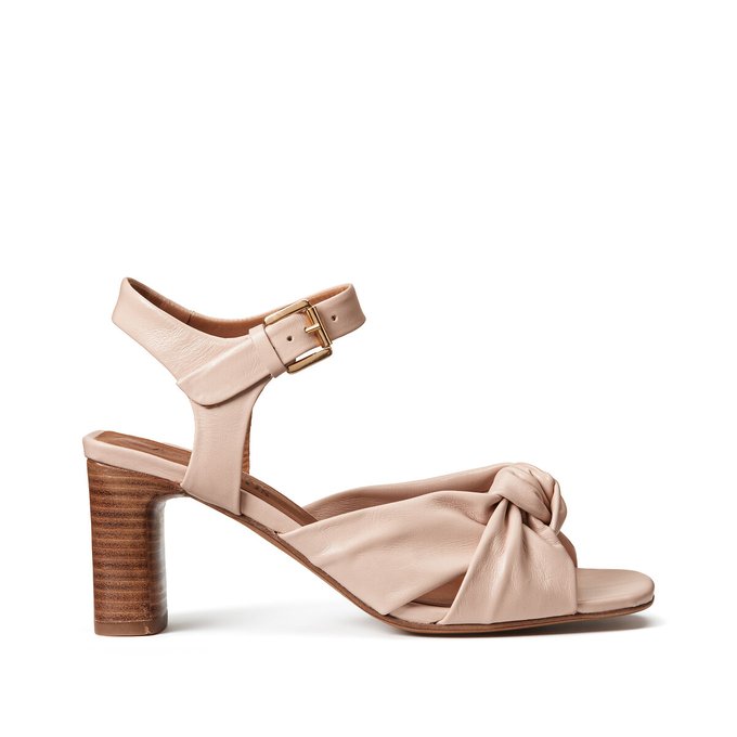 Yelena Foulard Leather Sandals with Heel