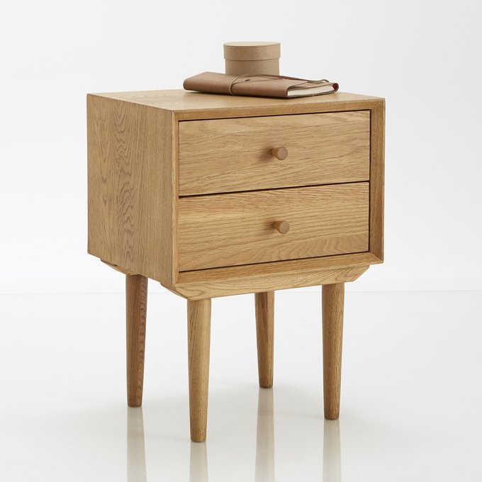 Quilda Vintage Bedside Table Light Oak Wood La Redoute Interieurs La Redoute