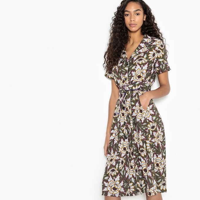 La Redoute Collections Robe Denim Boutonnée, Avec Ceinture La Redoute Collections Robe Denim Boutonnée, Avec Ceinture