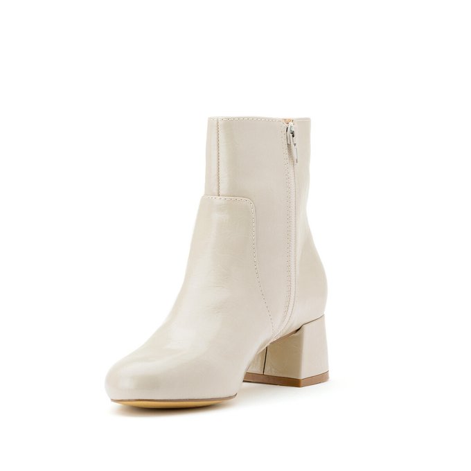 cream ankle boots with heel
