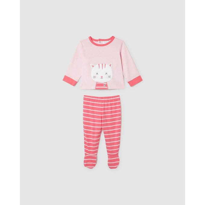 Pyjama Motif Chat Et Rayures Rose Cotton Juice La Redoute