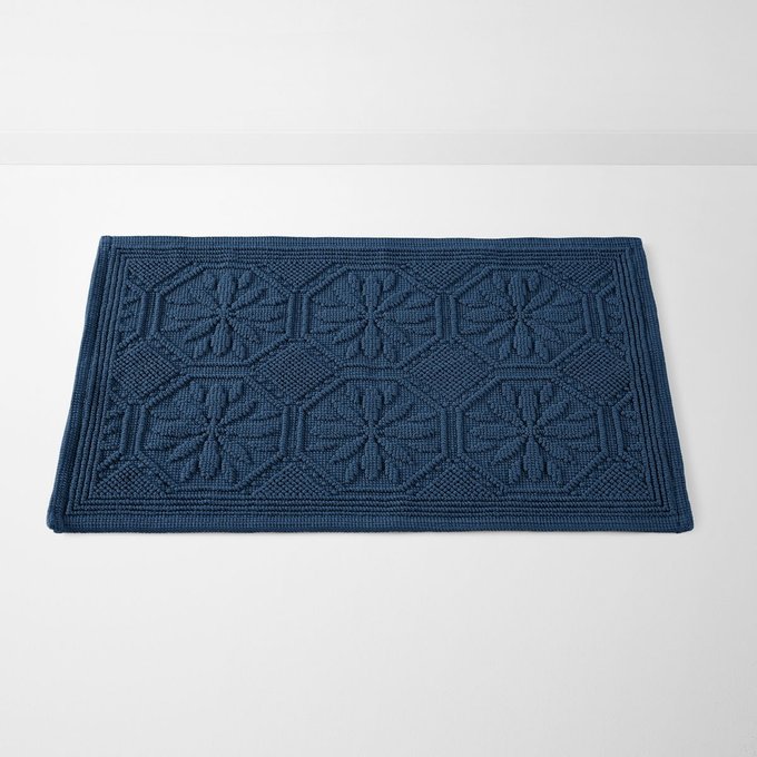 Tapis De Bain Pur Coton Salernes Bleu De Prusse La Redoute Interieurs La Redoute