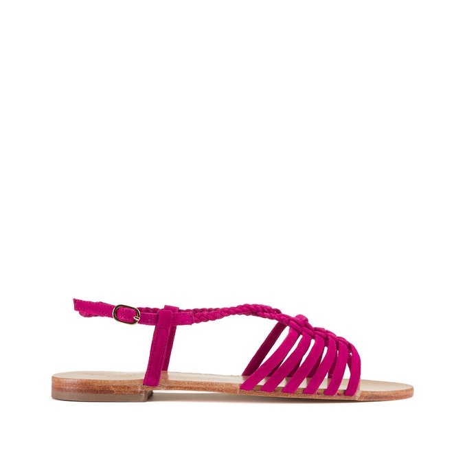 Octavia Suede Strappy Sandals with Flat Heel
