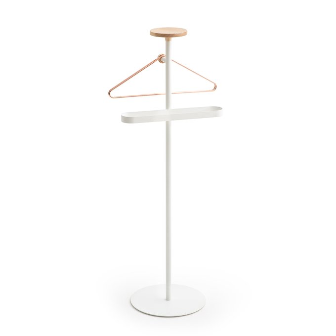 white wooden clothes stand