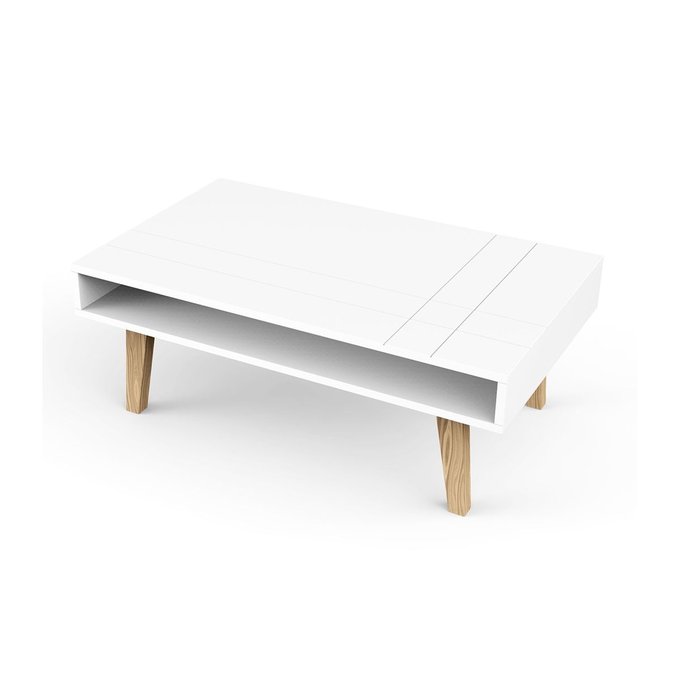 Table Basse Blanche Rectangulaire Au Design Scandinave Blanc Calicosy La Redoute