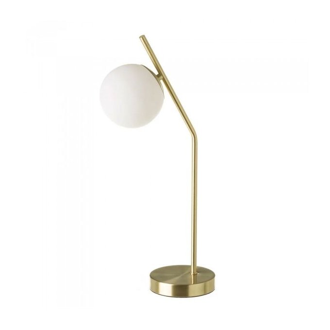 Lampe à poser rétro métal doré et globe en verre blanchi Lampe à poser rétro métal doré et globe en verre blanchi