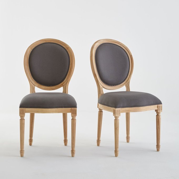 Lot De 2 Chaises Médaillon Louis Xvi Nottingham Gris La