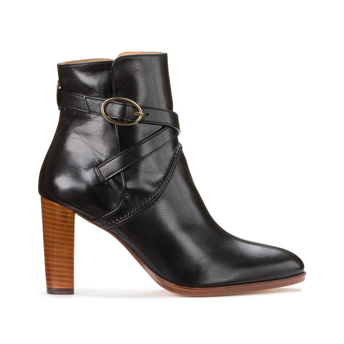 Leather Ankle Boots with Block Heel