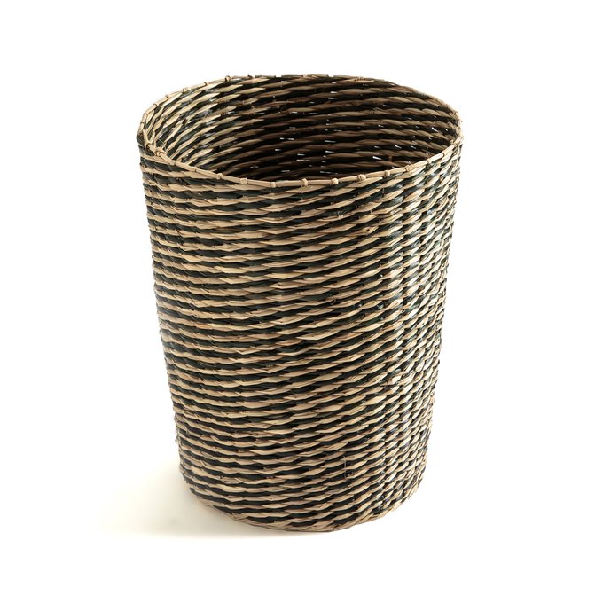 Cesto com entrançado preto e natural, Sampah