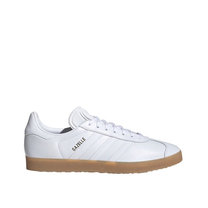 white leather gazelle trainers