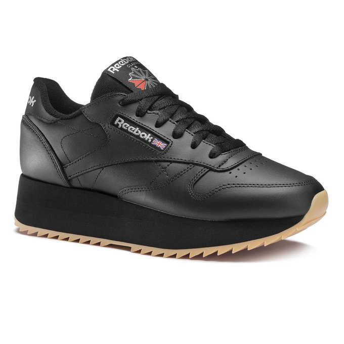 Baskets classic leather double noir Reebok Classics | La Redoute Baskets classic leather noir Reebok Classics | La Redoute
