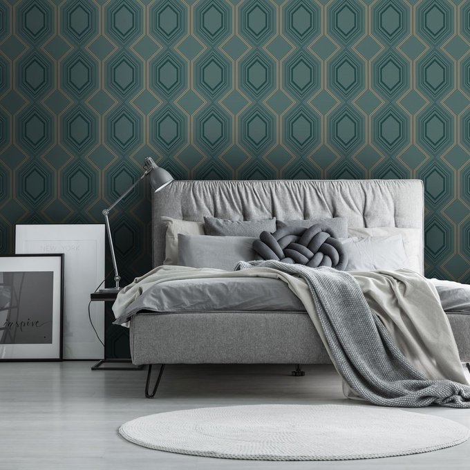 Papier Peint Art Deco Vert Superfresco Easy La Redoute