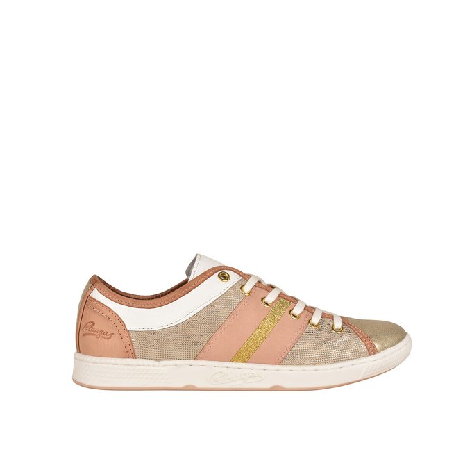 gold coloured trainers