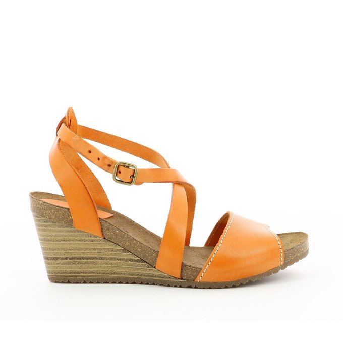sandale compensée orange