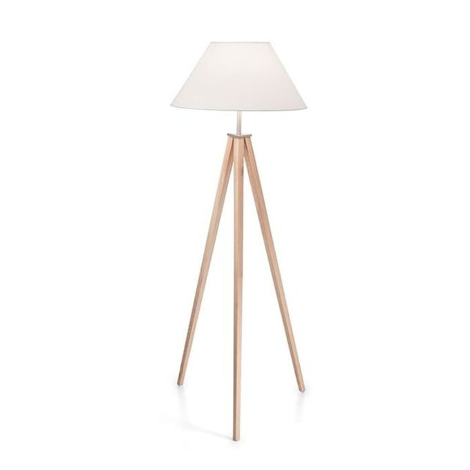 Lampadaire bois tridente blanc 1x60w v019845 Ideal Lux | La Lampadaire bois et blanc | La Redoute