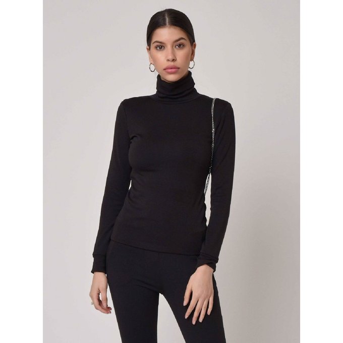 Pull moulant col roulé noir Project X | La Redoute