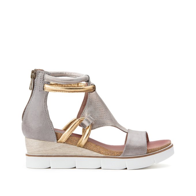 Tapasita leather wedge sandals , gray / gold, Mjus | La Redoute