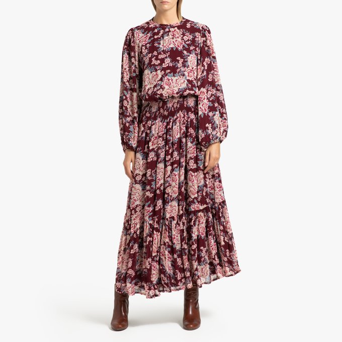 ÄRMEL MIT BREITEM VOLANT BLOGGER STYLE KLEID MIT BLUMENDRUCK