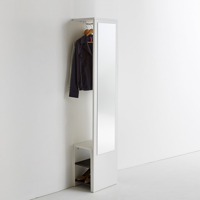 Reynal Wall Mounted Coat Rack With Mirror And Shoe Tidy