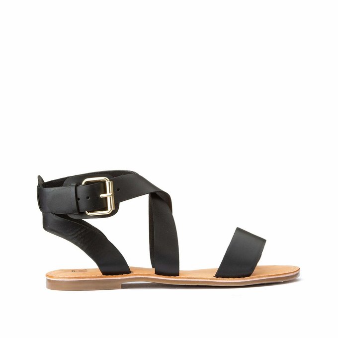 Wide Fit Leather Crossover Sandals
