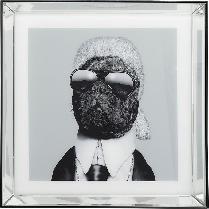 Tableau frame miroir chien styliste 60x60cm noir et blanc Kare Design | La  Redoute